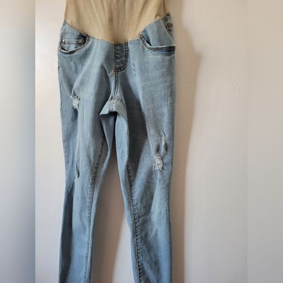 Jessica Simpson Maternity Jeans Distressed Frayed Light Wash Full Panel Small - Picture 3 of 7